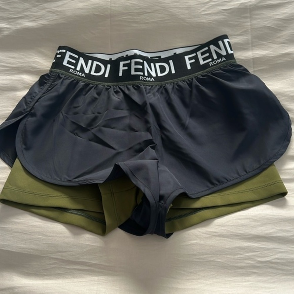 Fendi Green Black Designer Shorts US Size 2 NWOT